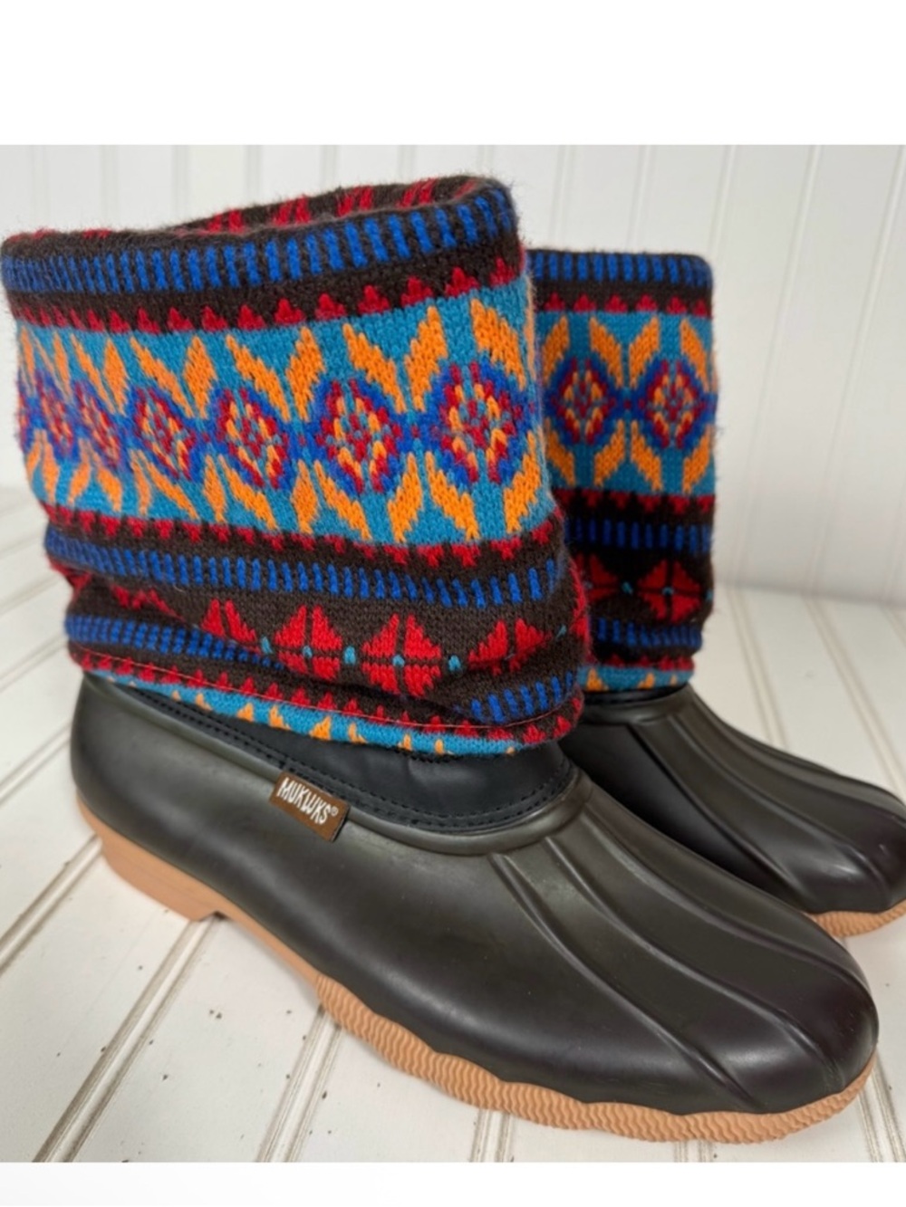 MUK LUKS Rainboots Women's 7 Duck Boots Southwest Slip On